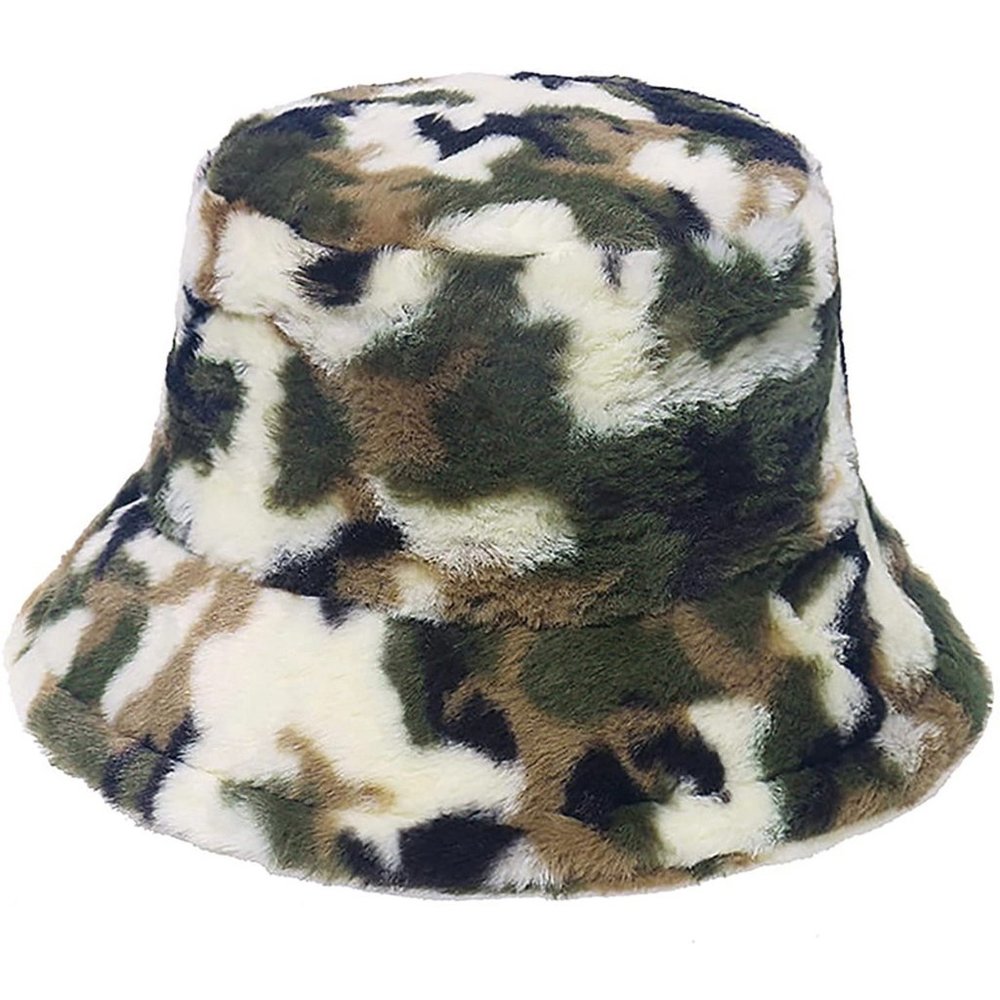 [New] Women's camo fur bucket hat - Picture 9 of 11